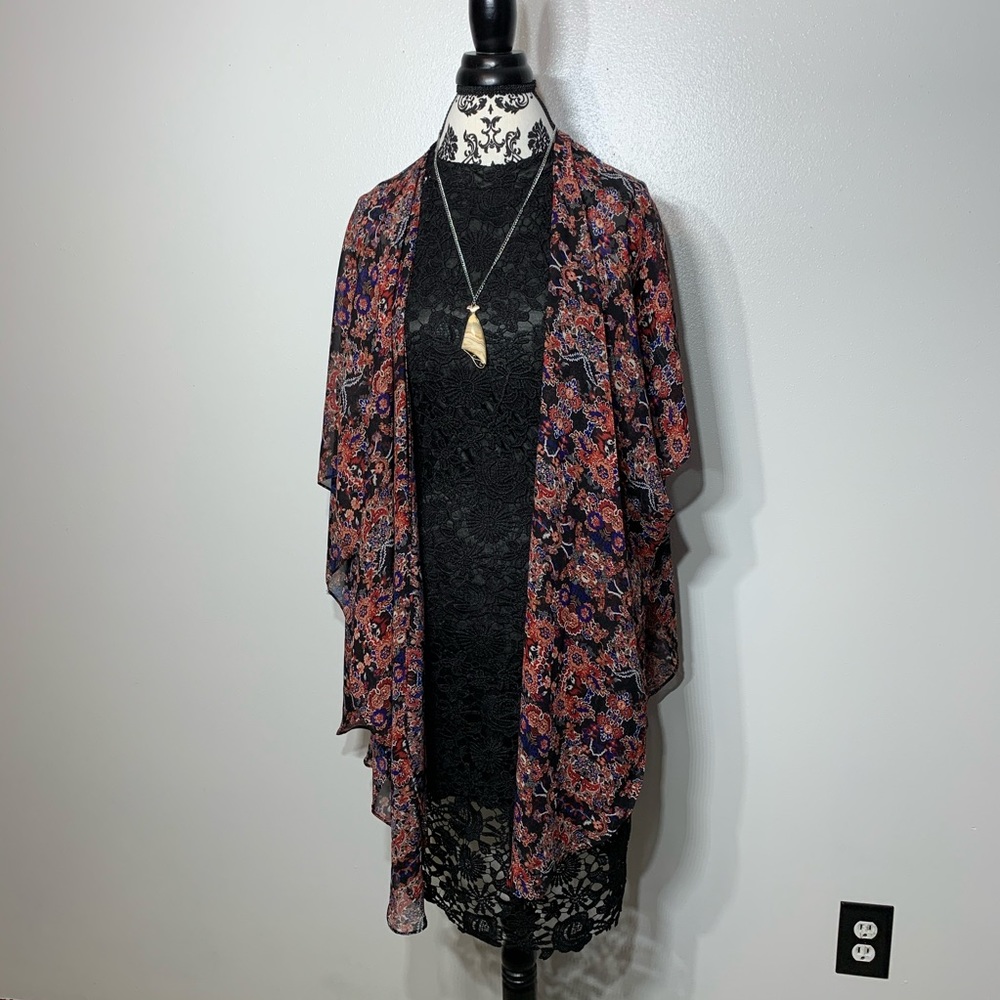 Floral Black knit lace Sleeveless Dress - Small - Picture 4 of 6